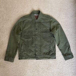 Freenote Cloth Waxed Canvas Riders Jacket in Olive (Size M)